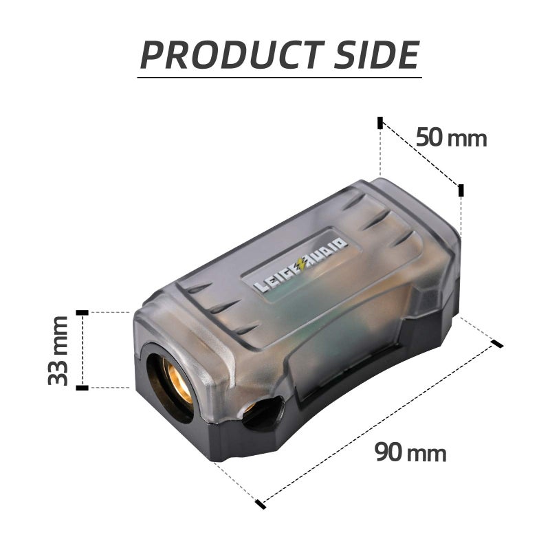 LEIGESAUDIO Copper 0/4 Gauge to 4/8 Gauge 60 Amp Mini ANL 2 Way Fuse Holder Distribution Block - Image 5